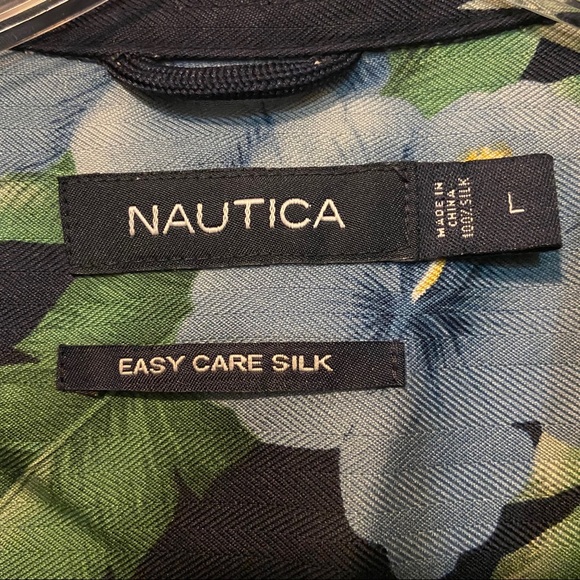 Nautica 100% Silk Button Floral Shirt - Picture 5 of 5